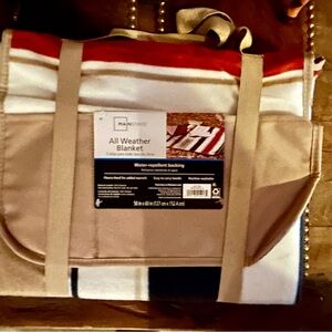 Mainstays Beige and Red all weather blanket